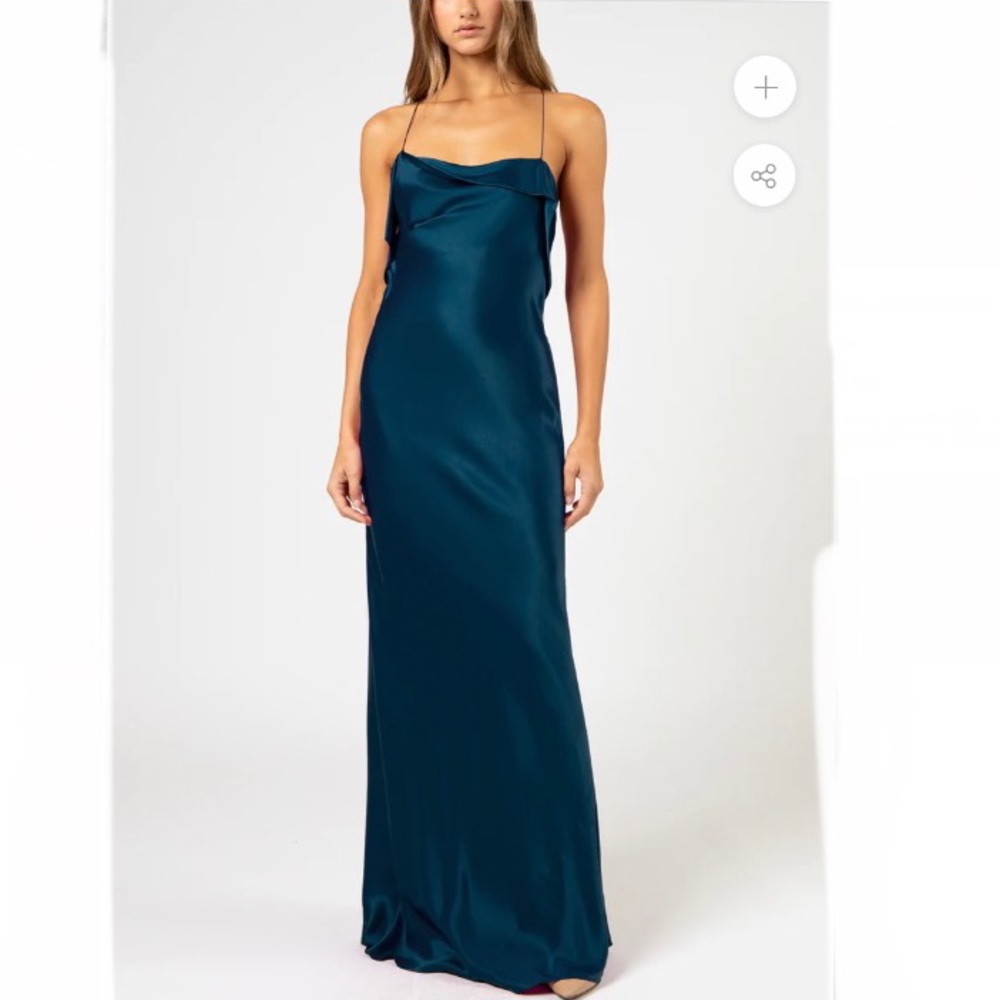 Michelle Mason ruffle cowl bias gown - size 4 NWT